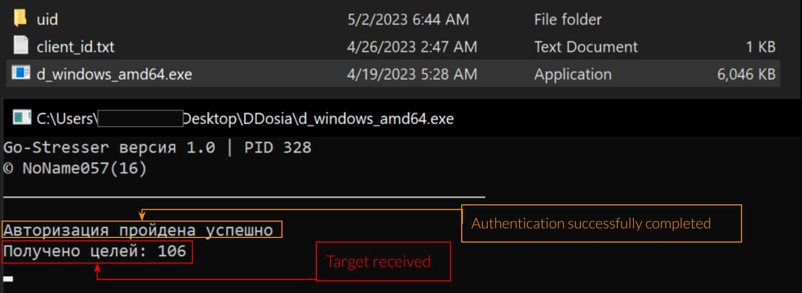 Figure 1: Client authenticated correctly